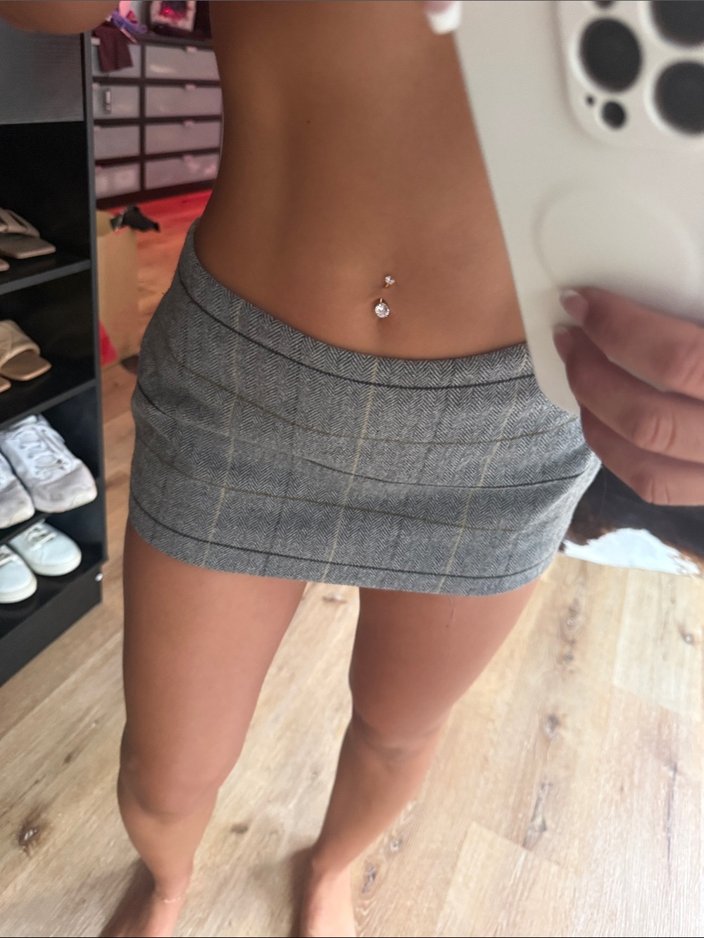 Gray Plaid Mini Skirt - Classic Schoolgirl Style